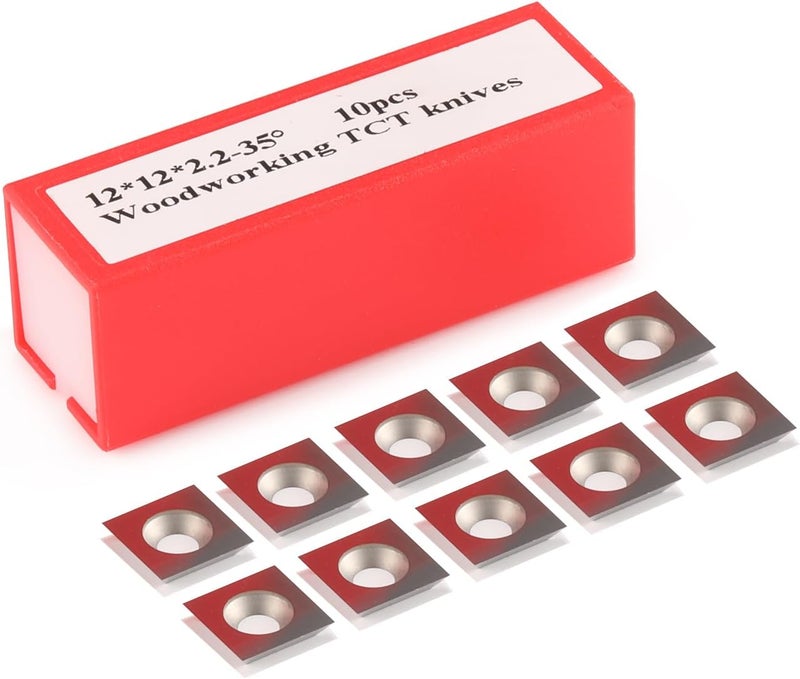 HOZLY Square Corners 12mm Carbide Inserts, 12mm Length x 12mm Width x 2.2mm Thick, 35 Degree Cutting Angle, 4-Blade Straight Hole, Suitable for Replacing Helical Planer Cutter Heads (12 * 12 * 2.2mm) - Image 1